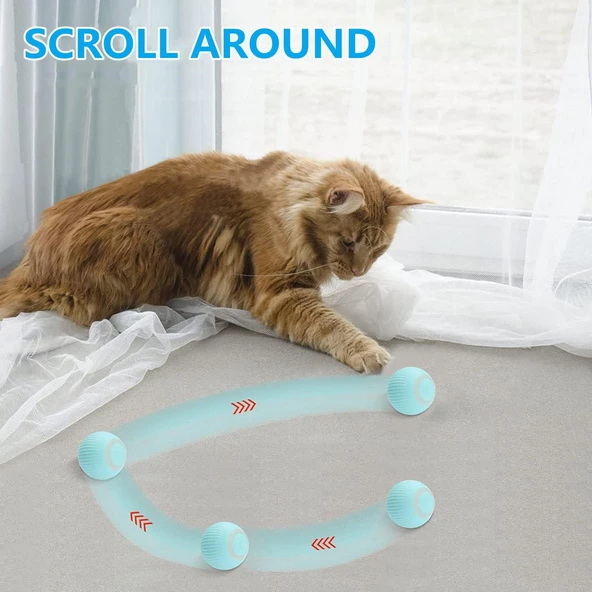 Şarjlı Kedi Oyun Topu Interaktif 360 Derece Dönen Kedi Oyuncağı Oto Hareket Eden - 6