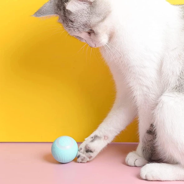Şarjlı Kedi Oyun Topu Interaktif 360 Derece Dönen Kedi Oyuncağı Oto Hareket Eden - 8