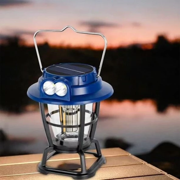 Kamp Lambası Lüks Fener Şarlı ve Güneş Panelli  Led El Feneri Yeni Nesil - Resim 4