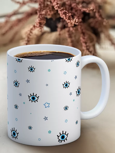 Baskılı Kupa Bardak Seramik Mug - Nazar