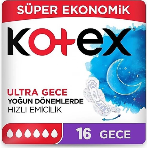 Kotex Ultra Quadro Süper Eko Gece 16 lı x 6 Adet - 2