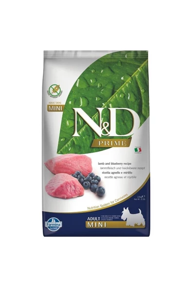 N&D Prime Tahılsız Kuzu & Yabanmersini Küçük Irk Yetişkin Köpek Maması 2,5 Kg