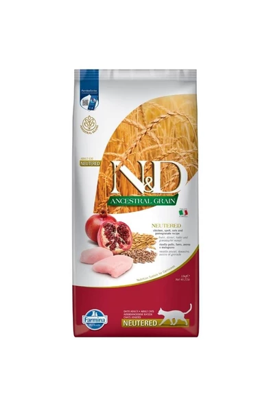 N&D Ancestral Grain Tavuklu Kısırlaştırılmış Yetişkin Kedi Maması 10 Kg