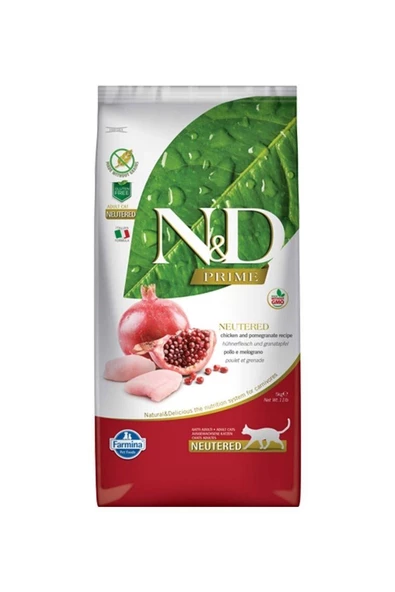 N&D Prime Tahılsız Tavuk & Nar Kısırlaştırılmış Yetişkin Kedi Maması 10 Kg