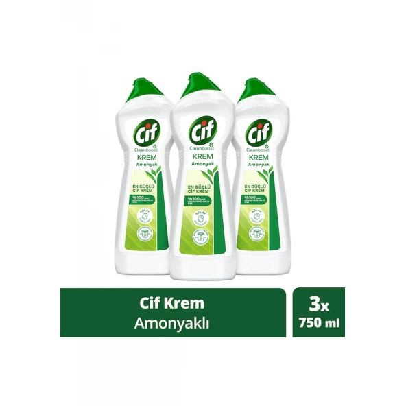 Cif Cleanboost Krem Temizleyici Amonyak 750 ml 3'lü