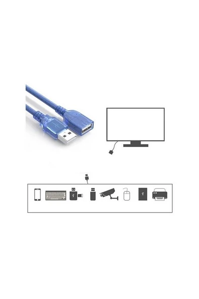 Rose Usb Uzatma Kablosu 10 Metre Uzatıcı Dişi Erkek Filtreli Mavi 10Mt - Resim 3