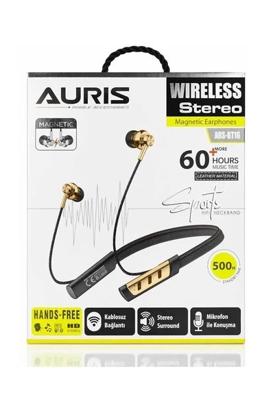 Auris 60 Saat Şarj Kapasiteli Boyun Askılı Bluetooth Kablosuz Sporcu Kulaklık Ars Bt16 - 2