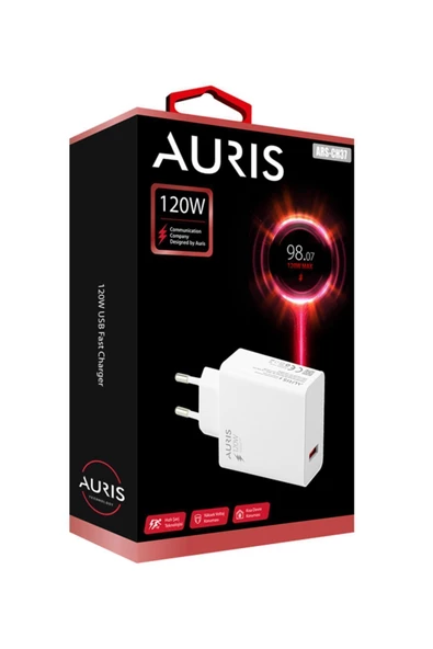 Auris 120W Usb Şarj Saliseli Ultra Hızlı Şarj Başlığı Adaptörü Anında Şarj