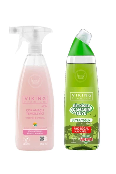 Viking Premium 2'li (Çok Amaçlı Yüzey Temizleyici , Çamaşır Suyu Amber) Paket 750 ml