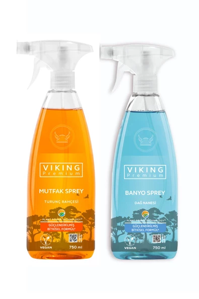 Viking Premium 2'li (Banyo Dağ Nanesi , Mutfak Turunç Bahçesi) Paket 750 ml x 2 Adet