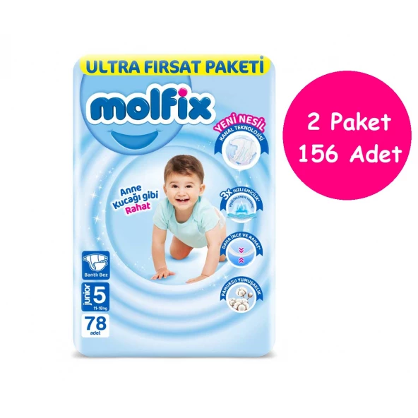 Molfix Bebek Bezi 5 Beden Ultra Firsat Paketi 78X2 156 Adet