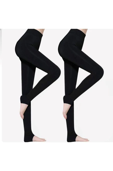 Sistina Bayan Kışlık Siyah Peluş Tayt PT580-1 - Resim 9