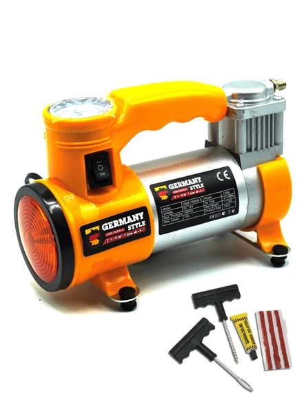 Germany Style 12 V Araba Oto Araç Lastik Şişirme Pompası 150 Psi Kompresör Lastik Tamir Kiti Set - 2