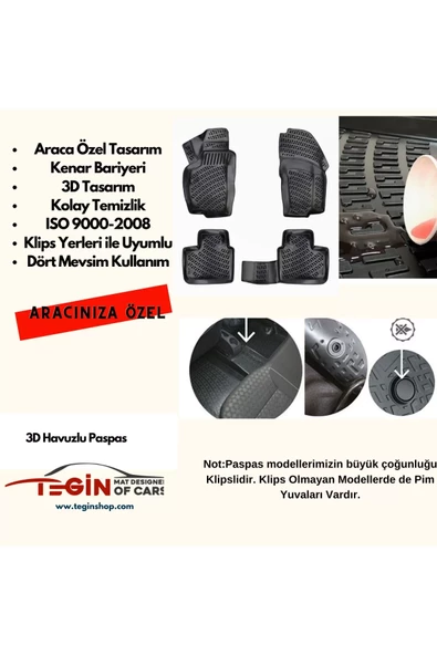 Audi A3 2020 Sonrası 3D Havuzlu Paspas Bej - Resim 2