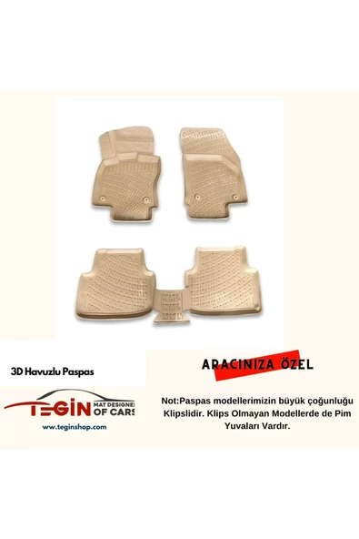 Audi A3 2020 Sonrası 3D Havuzlu Paspas Bej - Resim 3