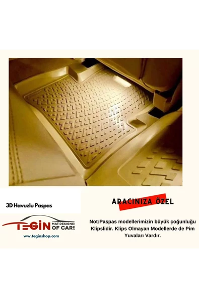 Audi A3 2020 Sonrası 3D Havuzlu Paspas Bej - Resim 5