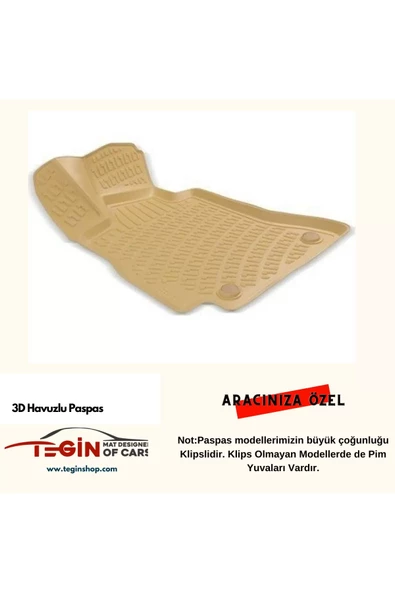 Audi A3 2020 Sonrası 3D Havuzlu Paspas Bej - Resim 7