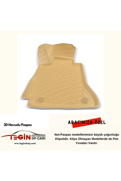 Audi A3 2020 Sonrası 3D Havuzlu Paspas Bej - Resim 6