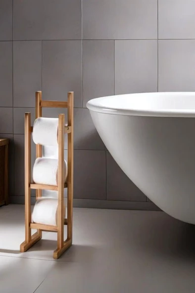 Modern Minimalist Ahşap Tuvalet Kağıdı Standı - 5
