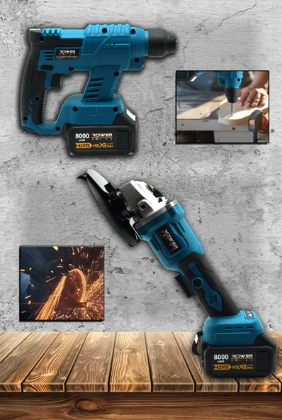 Rowermax 99980VFX  42 V Çift Akülü Hilti -Taşlama Seti Kırıcı Delici Taşıma Çantalı - 3