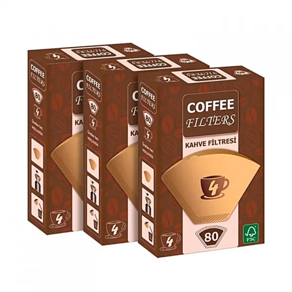 Coffee Filters Filtre Kahve Kağıdı 1/4 80'li 3 Paket 240 Adet