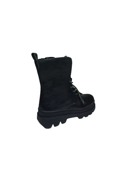 OrtopedikAL Womenly Style 2002 Kadın Siyah Taşlı Postal Bot Bağcıklı Ve Fermuarlı - 5