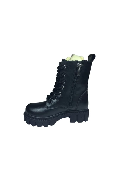 OrtopedikAL 1087 Patik Kız Çocuk Siyah 2 Ayıcıklı Bot Bağcıklı Yanı Fermuarlı Anatomik - 3