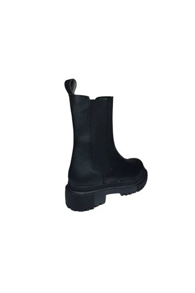 OrtopedikAL Womenly Style 2004 Kadın Siyah Lastikli Bot Suni Deri - 4