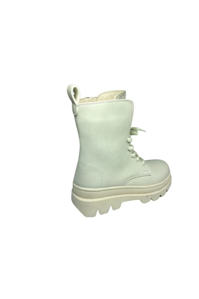 OrtopedikAL Womenly Style 2002 Kadın Ten Bej Rengi Taşlı Postal Bot Bağcıklı Ve Fermuarlı - 4