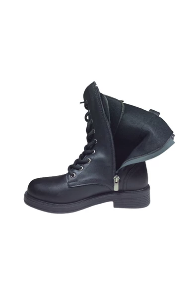 OrtopedikAL Womenly Style 2002 Kadın Siyah Postal Bot Bağcıklı Ve Fermuarlı - 3