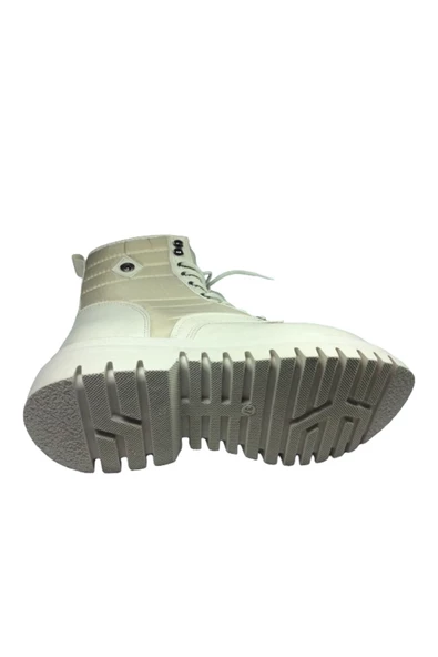 OrtopedikAL Womenly Style 2005 Kadın Bot Bej Yanı Paraşüt Kumaş Bağcıklı Ve Fermuarlı Bot Suni Deri - 5