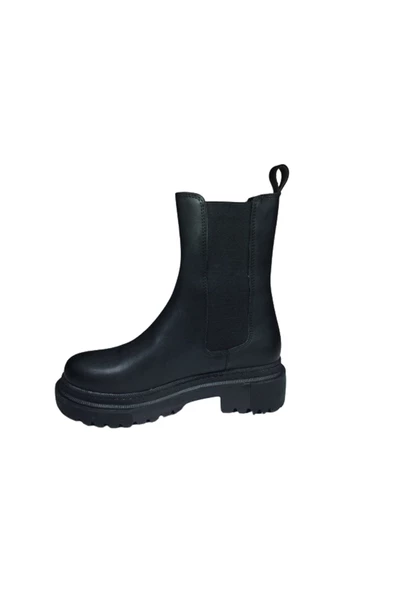 OrtopedikAL Womenly Style 2004 Kadın Siyah Lastikli Bot Suni Deri - 3