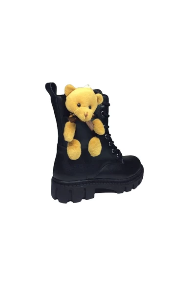 OrtopedikAL 1087 Filet Kız Çocuk Siyah 2 Ayıcıklı Bot Bağcıklı Yanı Fermuarlı Anatomik - 4