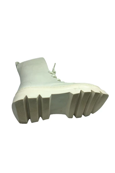 OrtopedikAL Womenly Style 2002 Kadın Ten Bej Rengi Taşlı Postal Bot Bağcıklı Ve Fermuarlı - 5