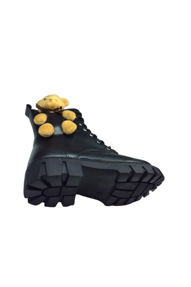 OrtopedikAL 1087 Filet Kız Çocuk Siyah 2 Ayıcıklı Bot Bağcıklı Yanı Fermuarlı Anatomik - 5