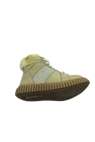 Perlina Ortopedika Bebe Kız Çocuk Bot 1329-8 Bej Nubuk Taşlı Tüylü %100 Deri Ortopedik Anatomik - 5