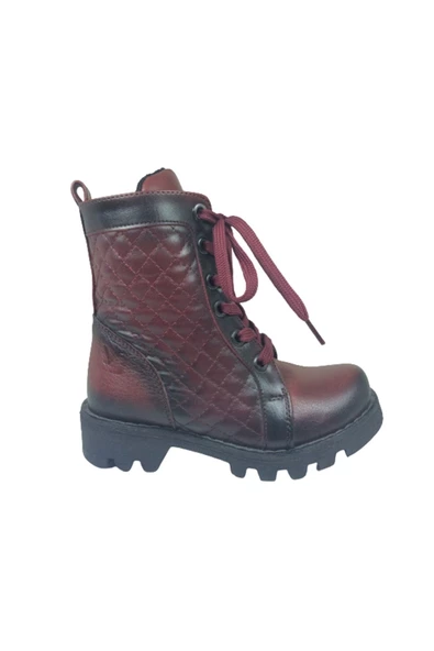 fikretbebe Bordo Ortopedika Lolita Patik Kız Çocuk Bot Yanı Fermuarlı