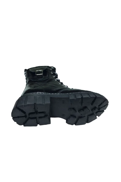 OrtopedikAL Turkuaz Filet Kız Çocuk Bot Siyah Rugan % 100 Deri Ortopedik Anatomik Fermuar-bağcıklı - 5