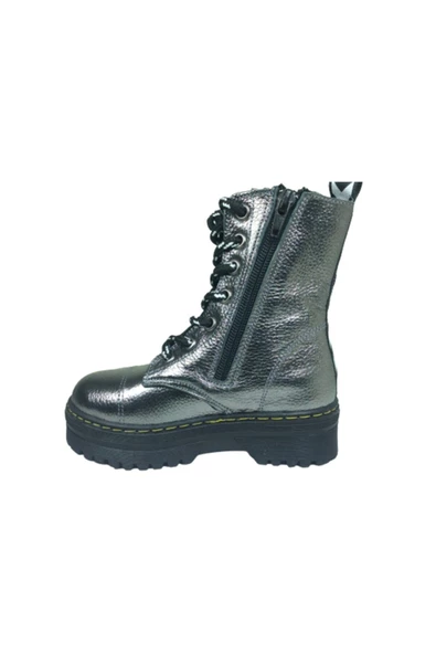 Turkuaz Ortopedikal Patik Kız Çocuk Bot Platin Fermuarlı Ve Bağcıklı % 100 Deri Ortopedik Anatomik - 3