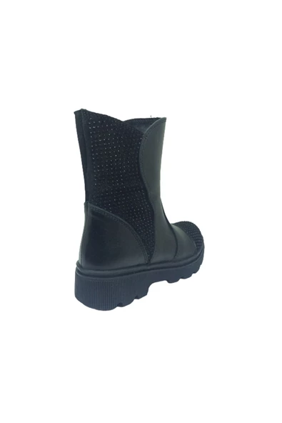 fikretbebe Ortopedika Lolita Patik Kız Çocuk Bot Siyah Taşlı % 100 Deri Anatomik - 4