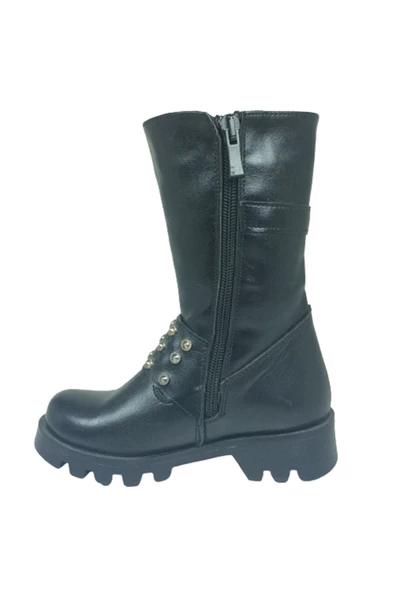 fikretbebe Ortopedika Lolita Patik Kız Çocuk Çizme Siyah Önden Tokalı Fermuarlı % 100 Deri Anatomik - 3