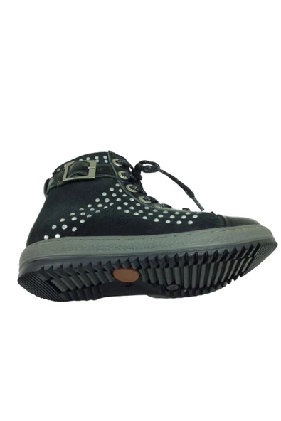 Toddler Ortopedika Patik Kız Çocuk Bot Siyah Taşlı Yanı Fermuarlı % 100 Deri Ortopedik Anatomik - 5