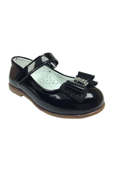 ORTAÇ Tipiş Tipiş Bebe Siyah Rugan Kiz Çocuk Babet Ayakkabi