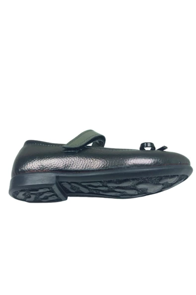 ORTAÇ Tıpış Tıpış Patik Platin Rugan Bıyık Fiyonk Kız Çocuk Babet Ayakkabı Içi % 100 Deri Abiye - 5