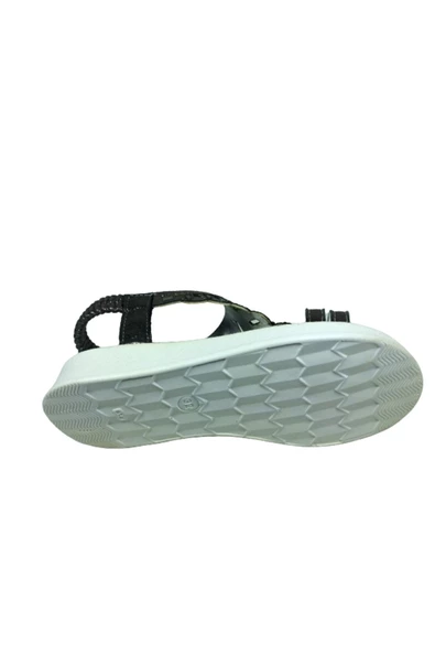 grafen Ortopedikal Filet Kiz Çocuk Sandalet Platin Yaprak Desen Taşli Topuklu Abiye - 5