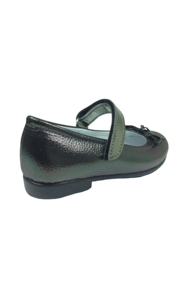 ORTAÇ Tıpış Tıpış Patik Platin Rugan Bıyık Fiyonk Kız Çocuk Babet Ayakkabı Içi % 100 Deri Abiye - 4