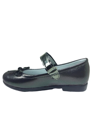 ORTAÇ Tıpış Tıpış Patik Platin Rugan Bıyık Fiyonk Kız Çocuk Babet Ayakkabı Içi % 100 Deri Abiye - 3