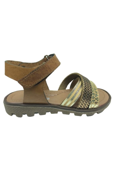 raduno Kız Çocuk Kahverengi Hakiki Deri Sandalet