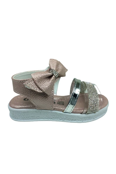 OrtopedikAL Grafen Patik Kız Çocuk Sandalet Pudra Şeffaf Taşlı Abiye Ayakkabı