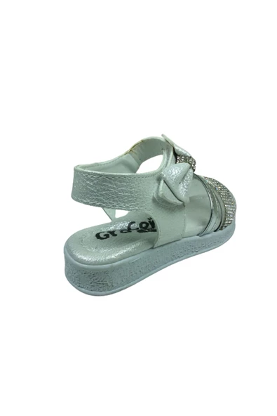 OrtopedikAL Grafen Patik Kız Çocuk Sandalet Sedef Şeffaf Taşlı Abiye Ayakkabı - 4